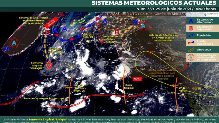 Onda tropical Núm. 6 recorrerá el sur y centro de Mexico