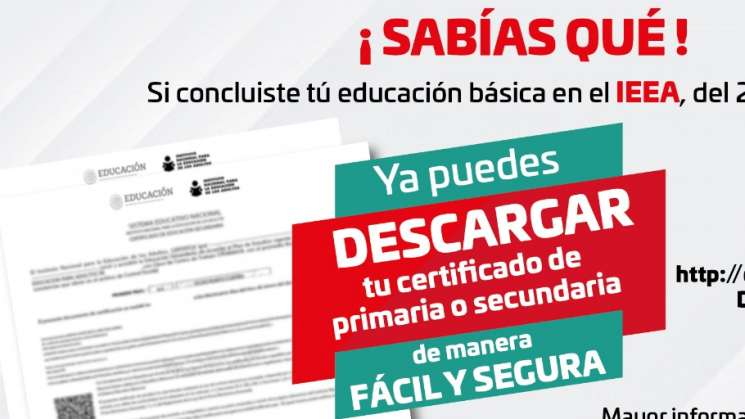 Imprime tu certificado de educación básica del IEEA Oaxaca  