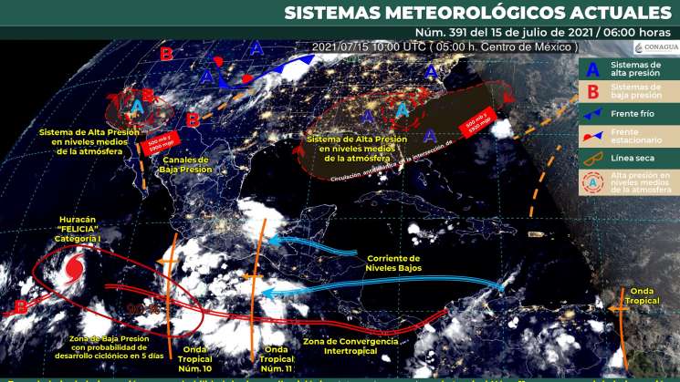 Paso de onda tropical 11 causa lluvias en Oaxaca