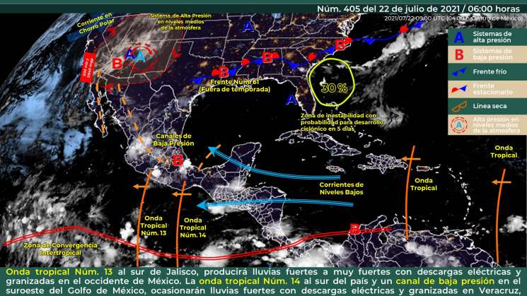 Frente tropical 11 causa lluvias y nublados en Oaxaca