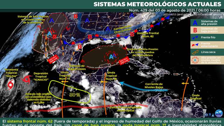 Onda tropical 18 mantiene lluvias y nublados en zonas de Oaxaca