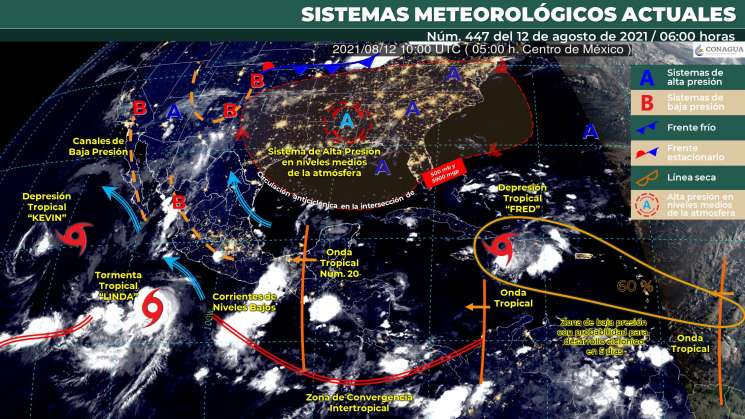 Onda tropical Núm. 20 causa en Oaxaca nublados y chubascos