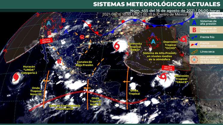 Onda tropical 21 intensifica lluvias y nublados en Oaxaca