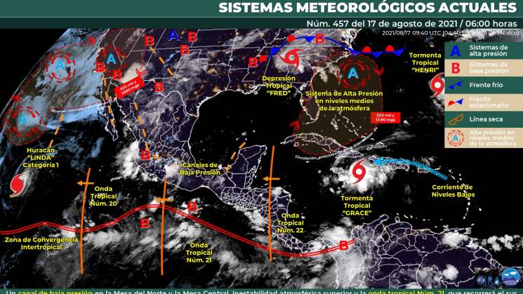 Continua onda tropical provocando lluvias y nublados en Oaxaca