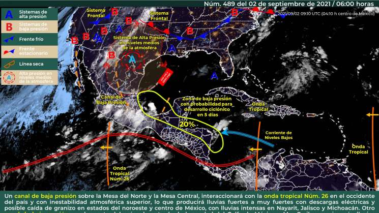 Canal de baja presión causará lluvias y nublados en Oaxaca