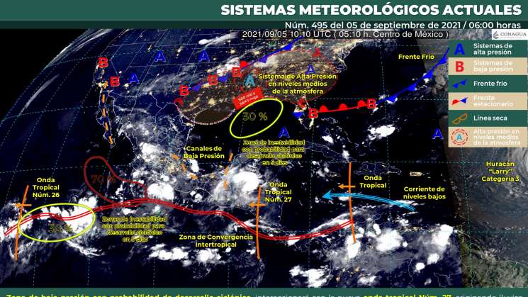 Para este domingo habrá lluvias puntuales en regiones de Oaxaca