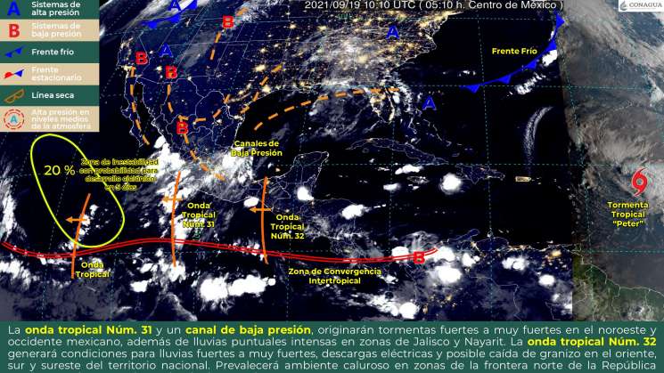 Por onda tropical 34 se generará lluvias y nublados en Oaxaca