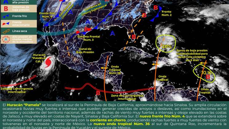 Nueva onda tropical Núm. 36 causara lluvias en partes de Oaxaca