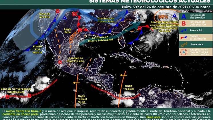 Onda tropical Núm. 39 al sur de costas de Oaxaca causa lluvias