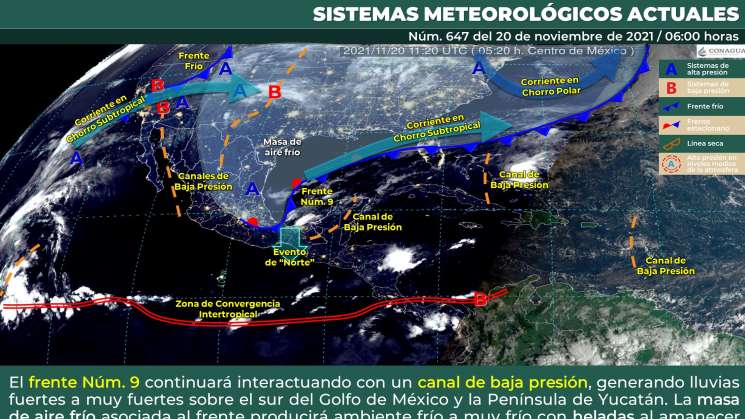  Frente frio provoca nublados y Norte en Istmo de Tehuantepec