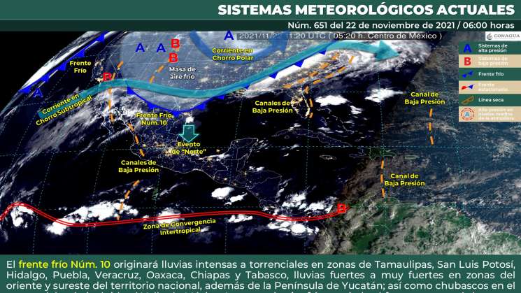 Continuará evento norte en el istmo y nublados en Oaxaca