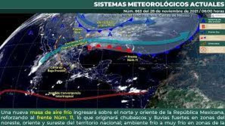 Frente frio 11 provoca lluvias y bajas temperaturas en Oaxaca