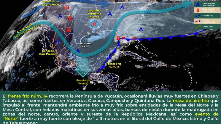 Masa de aire frio provoca fuerte norte en istmo de Tehuantepec