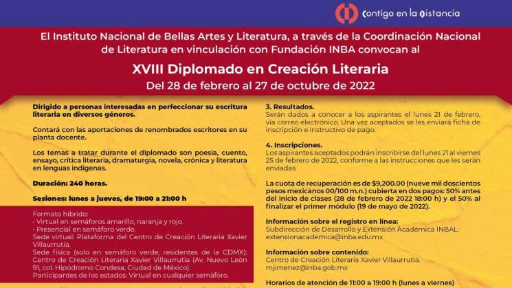 Convocan al XVIII Diplomado en Creación Literaria 