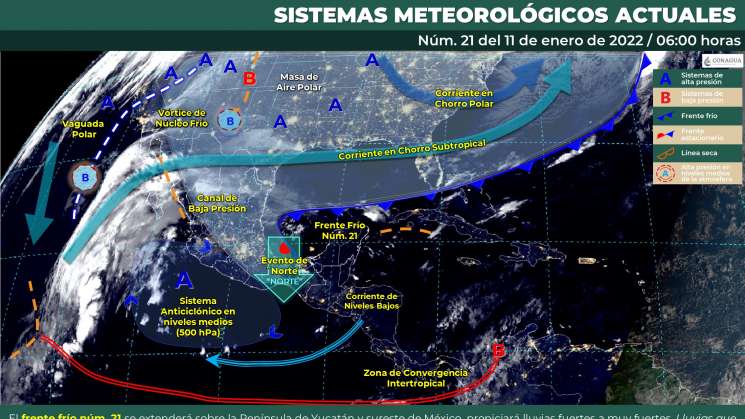 Nublados, norte en el Istmo y cálido en costa de Oaxaca