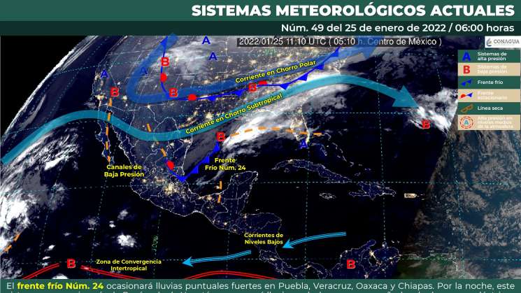 Prevén lluvias, lloviznas y nieblas por frente frio 24 en Oaxaca