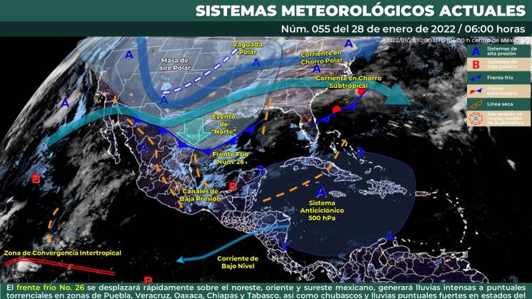 Norte intenso en el istmo, lluvias aisladas y cálido en la costa