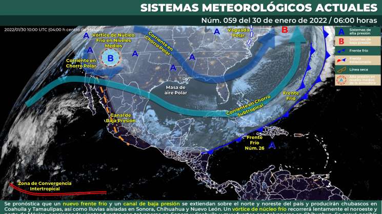 Norte en Istmo, lloviznas en zonas altas y calor en la costa 