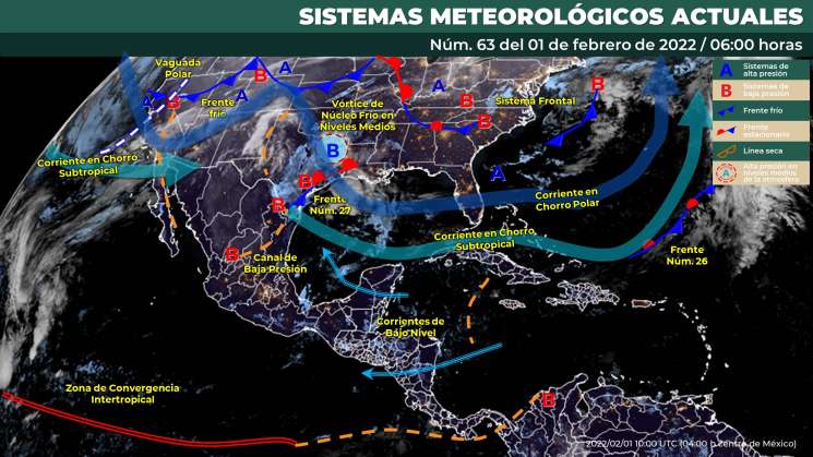 Parcialmente nublado en zonas de Oaxaca, cálido en la costa