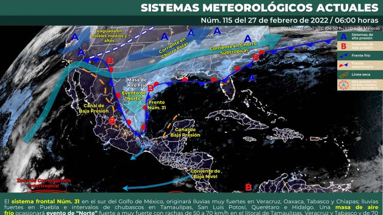 Alertan por norte en el istmo, nublados y lluvias en Oaxaca