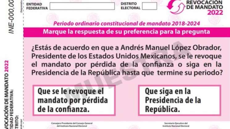 INE inicia envió de papeletas para revocación de mandato