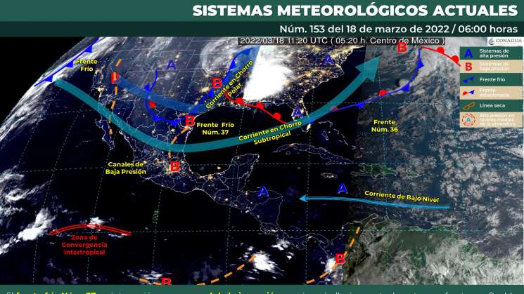 Frente frío 37 causara lluvias y frio en regiones de Oaxaca