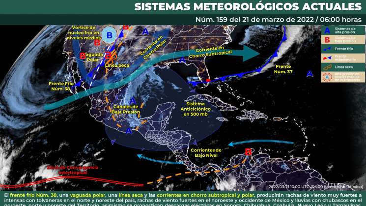 Frente frio 38 causa nublados y frio en sierras, cálido en costa