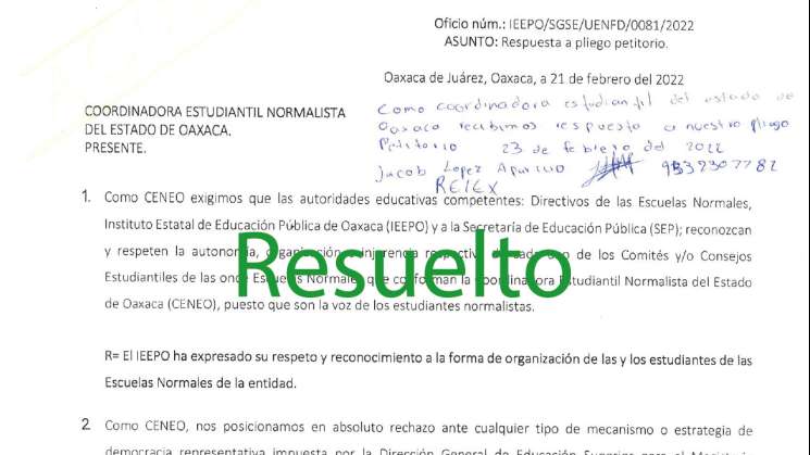 Brinda IEEPO atención y respuestas a normalistas 