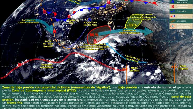 Seguirán lluvias intensas por remanentes en zonas de Oaxaca