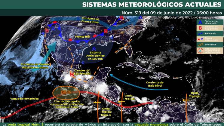 Habrá temporal de lluvias en Oaxaca por entrada de onda tropical