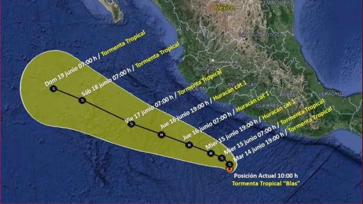  Tormenta tropical Blas Se forma en el Océano Pacífico