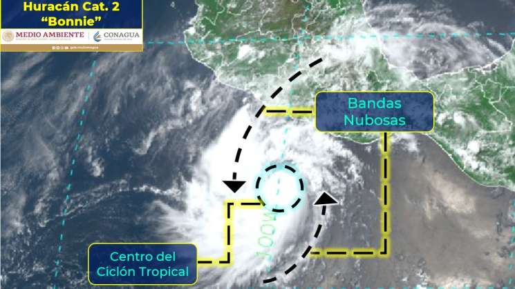 Se aleja huracán “Bonnie” de las costas de Oaxaca 