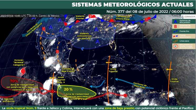 Canal de baja presión causa lluvias en zonas de Oaxaca