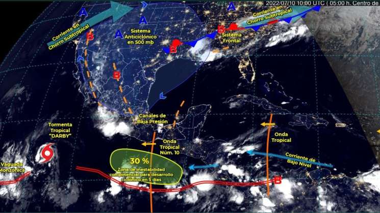 Lluvias de intensidad variable y ambiente caluroso en Oaxaca