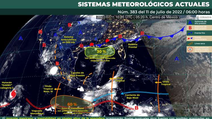 Canal de baja presión provoca lluvias y nublados en Oaxaca