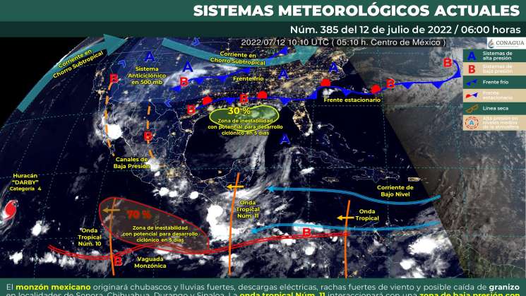 Onda tropical 11 causa lluvias en regiones de Oaxaca