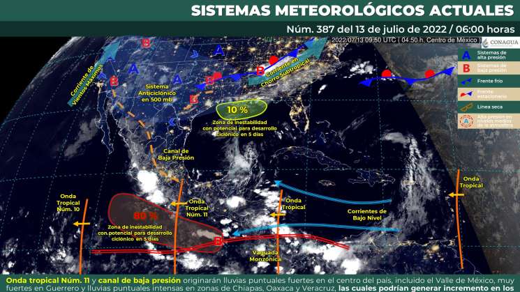 Seguirá onda tropical 11 causado lluvias en zonas de Oaxaca