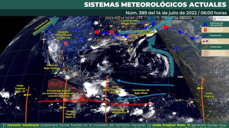 Onda tropical 12 seguirá causando lluvias intermitentes en Oaxaca