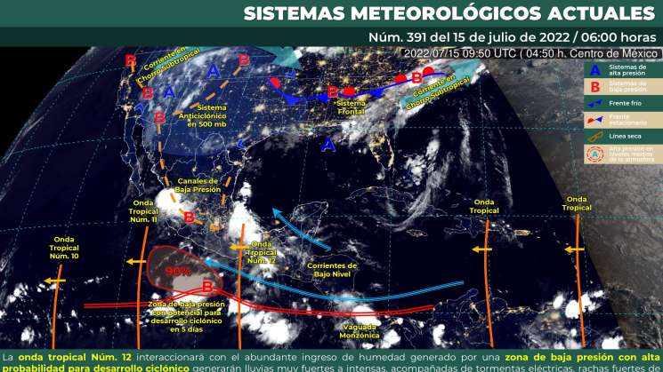 Lluvias puntuales en Oaxaca por onda tropical 12