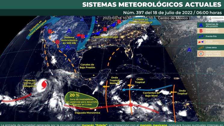 Canal de baja presión genera lluvias y nublados en Oaxaca