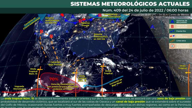 Onda tropical 15 causara lluvias y nublados en Oaxaca