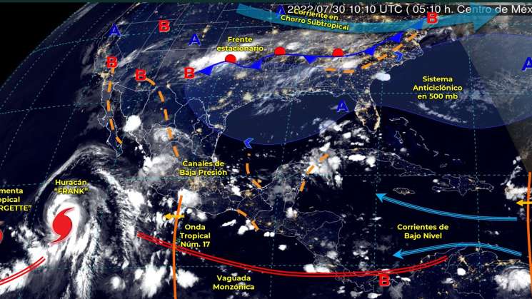 Ondas tropicales provocarán lluvias y tormentas en Oaxaca