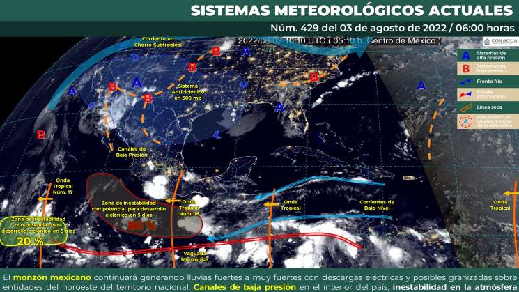 Continua onda tropical 18 afectando Oaxaca con nublados y lluvias