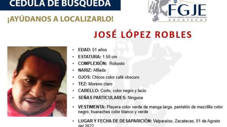 En Zacatecas, reportan desaparición del papá de Yuawi