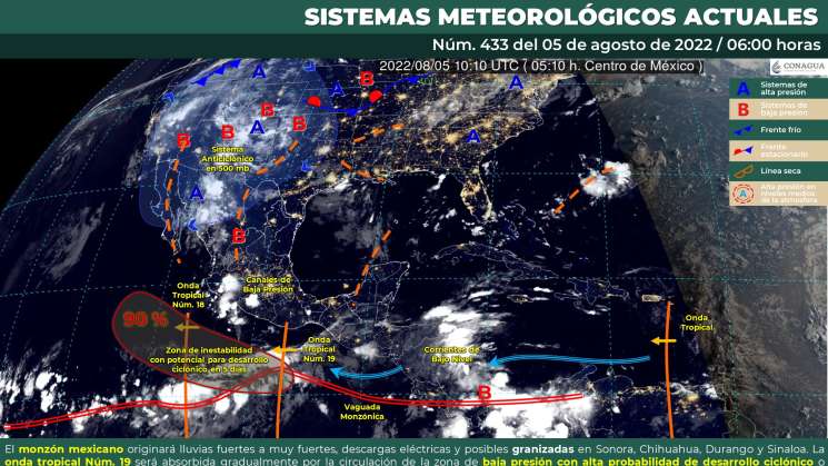 Sigue onda tropical 19 causando tormentas y nublados en Oaxaca