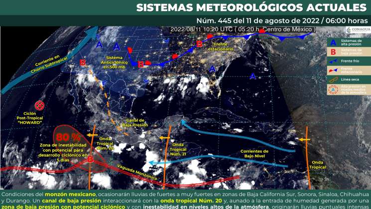 Zona de baja presión causa lluvias y nublados en Oaxaca