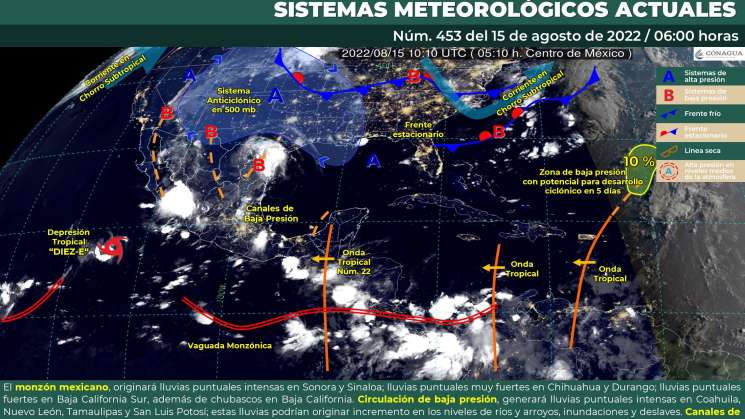 Onda tropical 21 causará nublados y lluvias vespertinas en Oaxaca