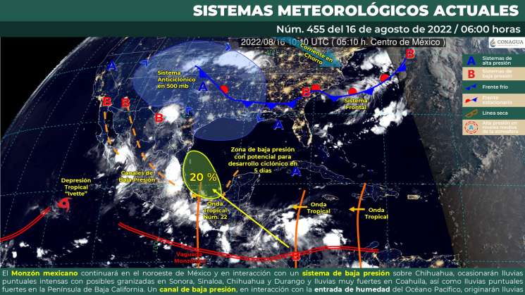 Onda tropical 22 causara nublados y lluvias puntuales en Oaxaca