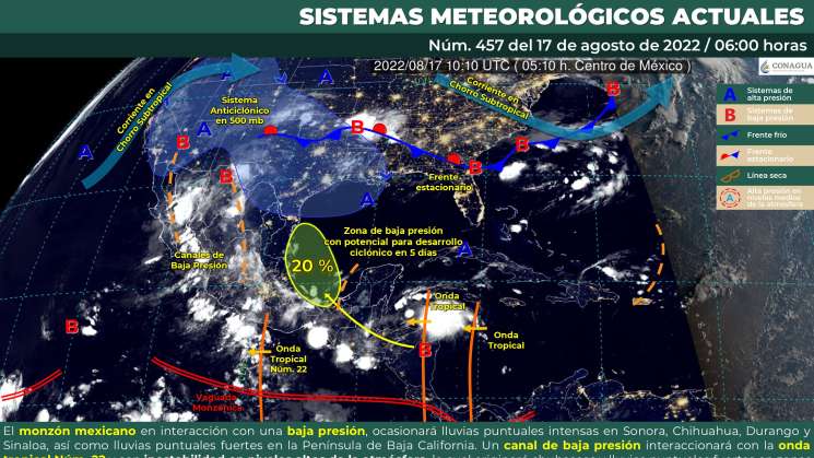 Seguirá onda tropical causando nublados y lluvias en Oaxaca