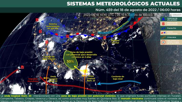 Potencial ciclónico mantendrá nublados y lluvias en Oaxaca